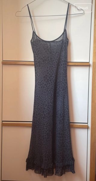 Abito donna nero con sottoveste maculata