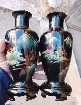 Coppia Vasi Ceramica & 2 Posaceneri