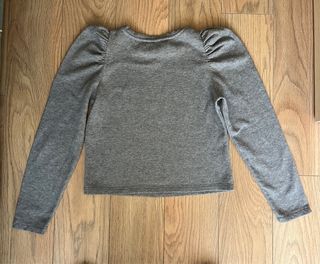Jersey Zara mujer manga abullonada gris S, ZARA