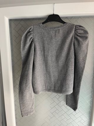 Jersey Zara mujer manga abullonada gris S, ZARA