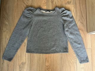 Jersey Zara mujer manga abullonada gris S, ZARA