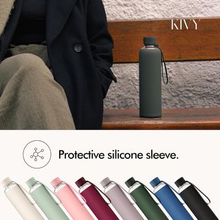 Botella de agua cristal con funda silicona