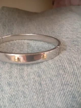 Pulsera acero con piquitos chapado oro