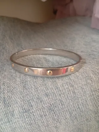 Pulsera acero con piquitos chapado oro