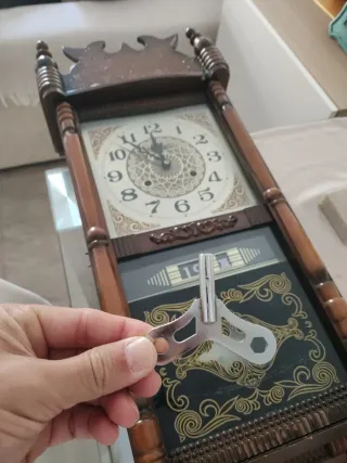 Reloj de Pared Antiguo Madera y Cristal