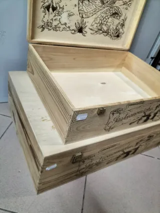Set 2 bauli in legno decorati