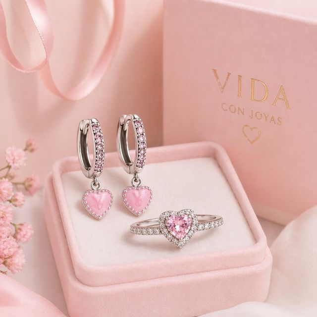 Conjunto Vida con Joyas: Anillo y Pendientes Coraz