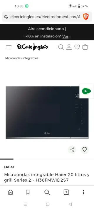 Microondas integrable Haier nuevo