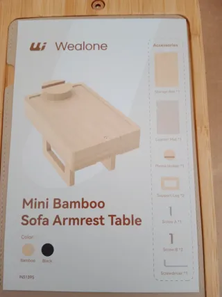 Bandeja para brazo de sofá de bambú