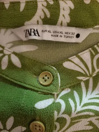 Vestido largo Zara verde y blanco