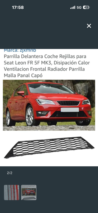 Rejilla delantera SEAT Leon