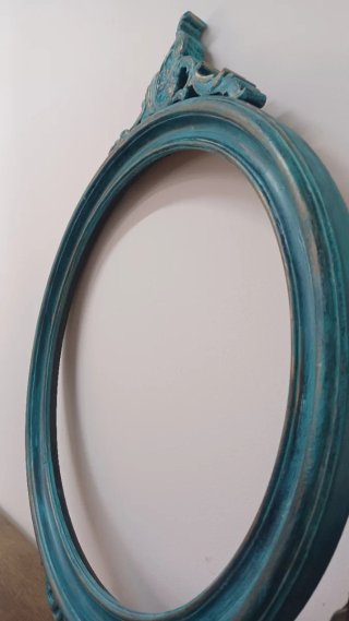 Marco Ovalado Decorativo Teal y Dorado