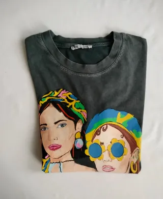 Camiseta Zara Estampada Multicolor