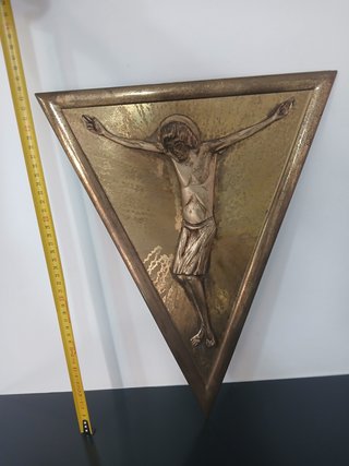 Crocifisso Vintage Metallo Sbalzato 45cm