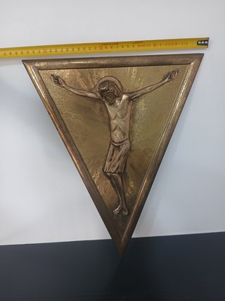 Crocifisso Vintage Metallo Sbalzato 45cm