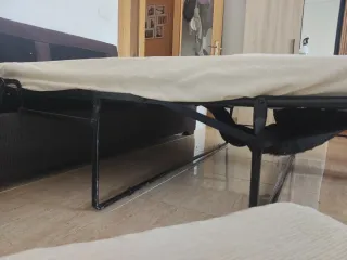 Sofá Cama Tela Beige y Marrón