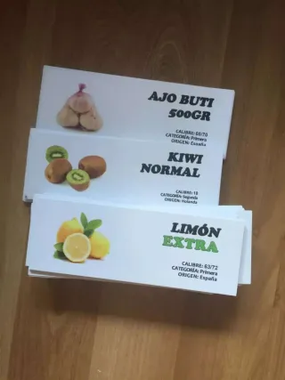 Cartel de precio frutería