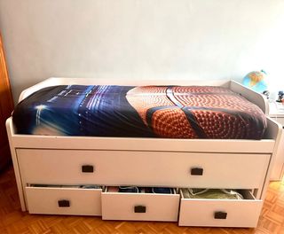 Cama nido blanca con cajones 90x190