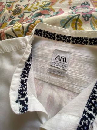 Camisa ZARA blanca cuello mao hombre