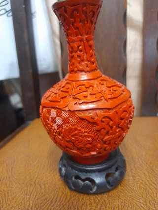 Vaso Cinese Lacca Cinabro Metà '900