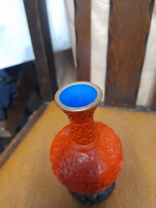 Vaso Cinese Lacca Cinabro Metà '900