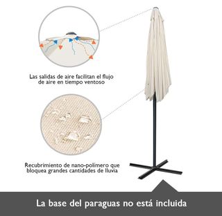 Sombrilla Gris 270cm con Manivela Exterior
