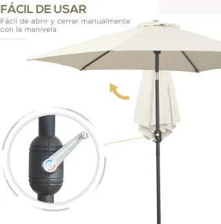 Sombrilla Gris 270cm con Manivela Exterior