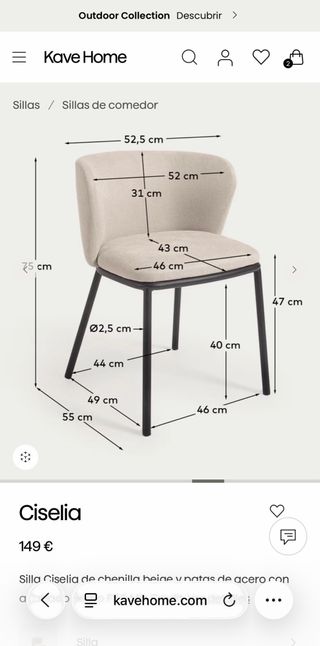 Silla Ciselia Kave Home Beige