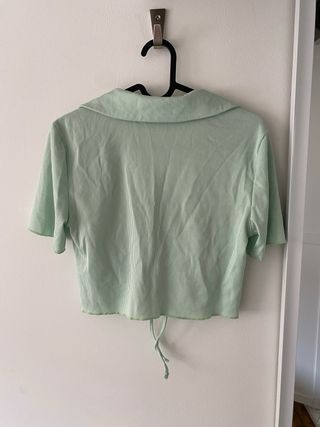 Top Menta SHEIN Manga Corta Ruched Talla M