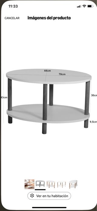 Mesa de centro blanca de madera