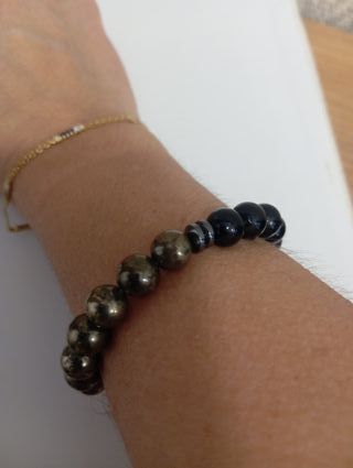 Pulsera Triple Protección Shungita Pirita Turmalin
