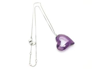 Colgante Corazón Swarovski Morado y Plateado