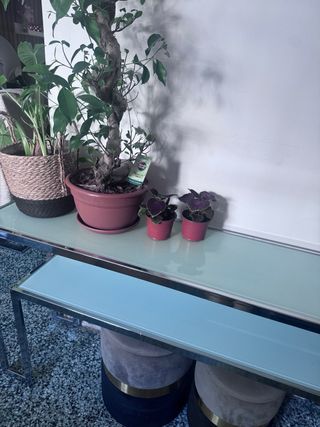 Mesa consola cristal y metal