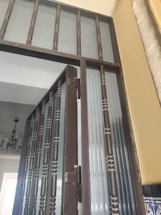 Puerta exterior con reja