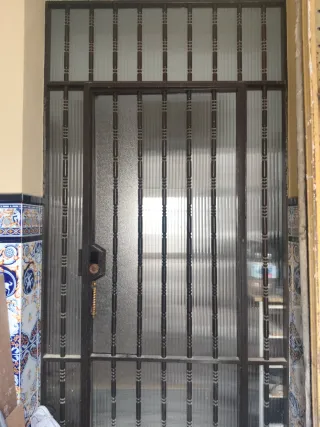 Puerta exterior con reja