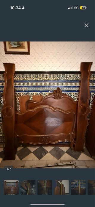 Cama antigua vintage de madera. Medidas en fotos