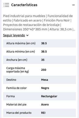 Patas de mueble industriales negras
