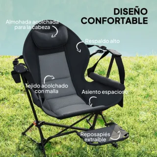 2 Sedie a Dondolo da Campeggio Reclinabili