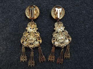 Pendientes Vintage Clip Dorados Cristal Rojo