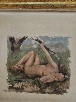 Óleo desnudo femenino años 20 Buen pintor