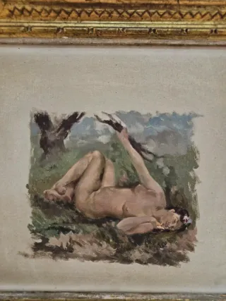 Óleo desnudo femenino años 20 Buen pintor