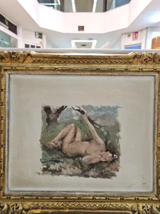 Óleo desnudo femenino años 20 Buen pintor