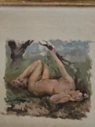 Óleo desnudo femenino años 20 Buen pintor