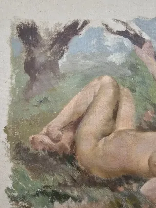 Óleo desnudo femenino años 20 Buen pintor