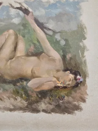 Óleo desnudo femenino años 20 Buen pintor