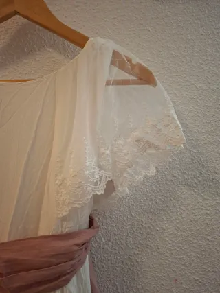 Vestido Comunión Blanco con Zapatos Rosas 35