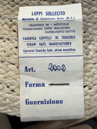 Confezione di cappelli Luppi Sollecito anni '50/60