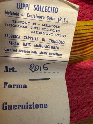 Confezione di cappelli Luppi Sollecito anni '50/60