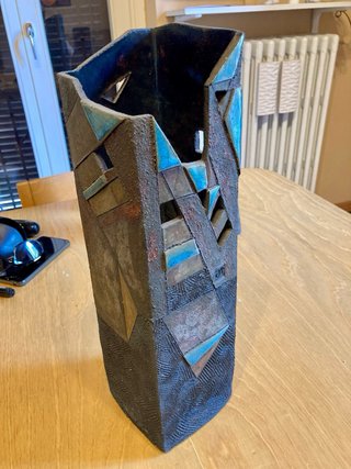 Vaso Ceramica Raku Nero Blu