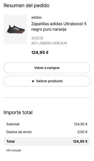 Zapatillas Adidas Ultraboost 5 Negro Naranja